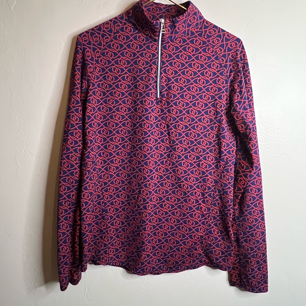 Sport Haley Navy and‎ Red Half-Zip Sweater XS